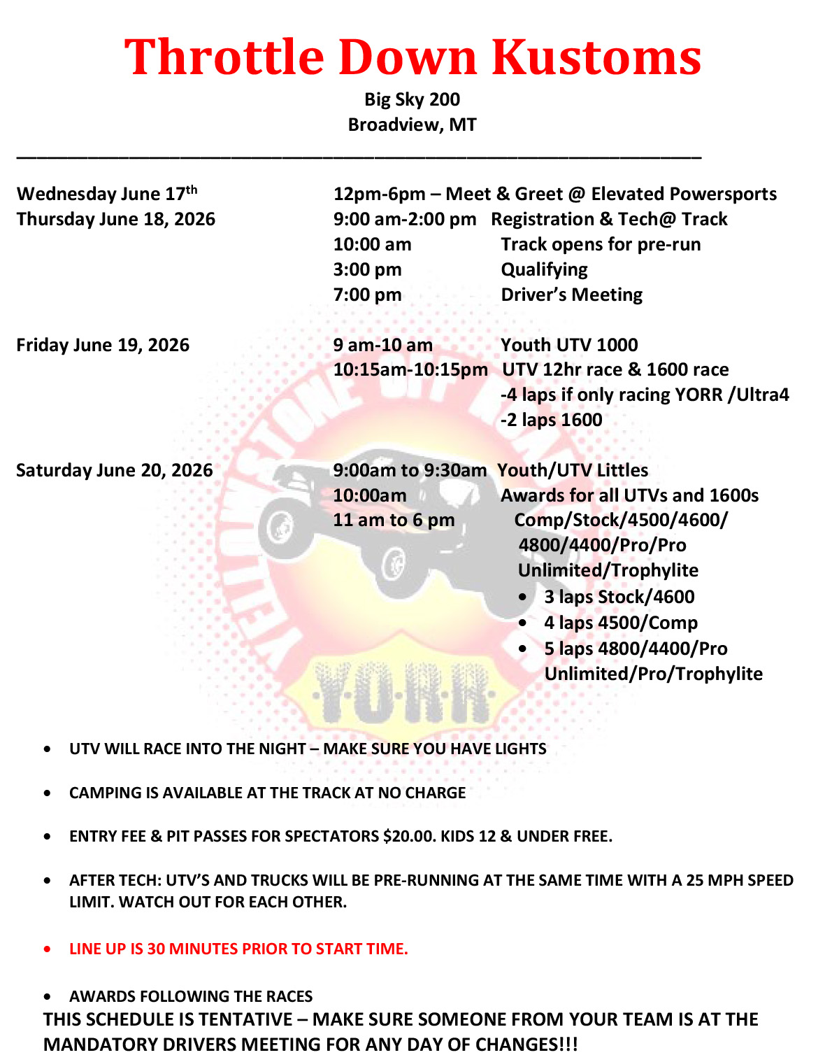 2026 Big Sky 200 Schedule V2