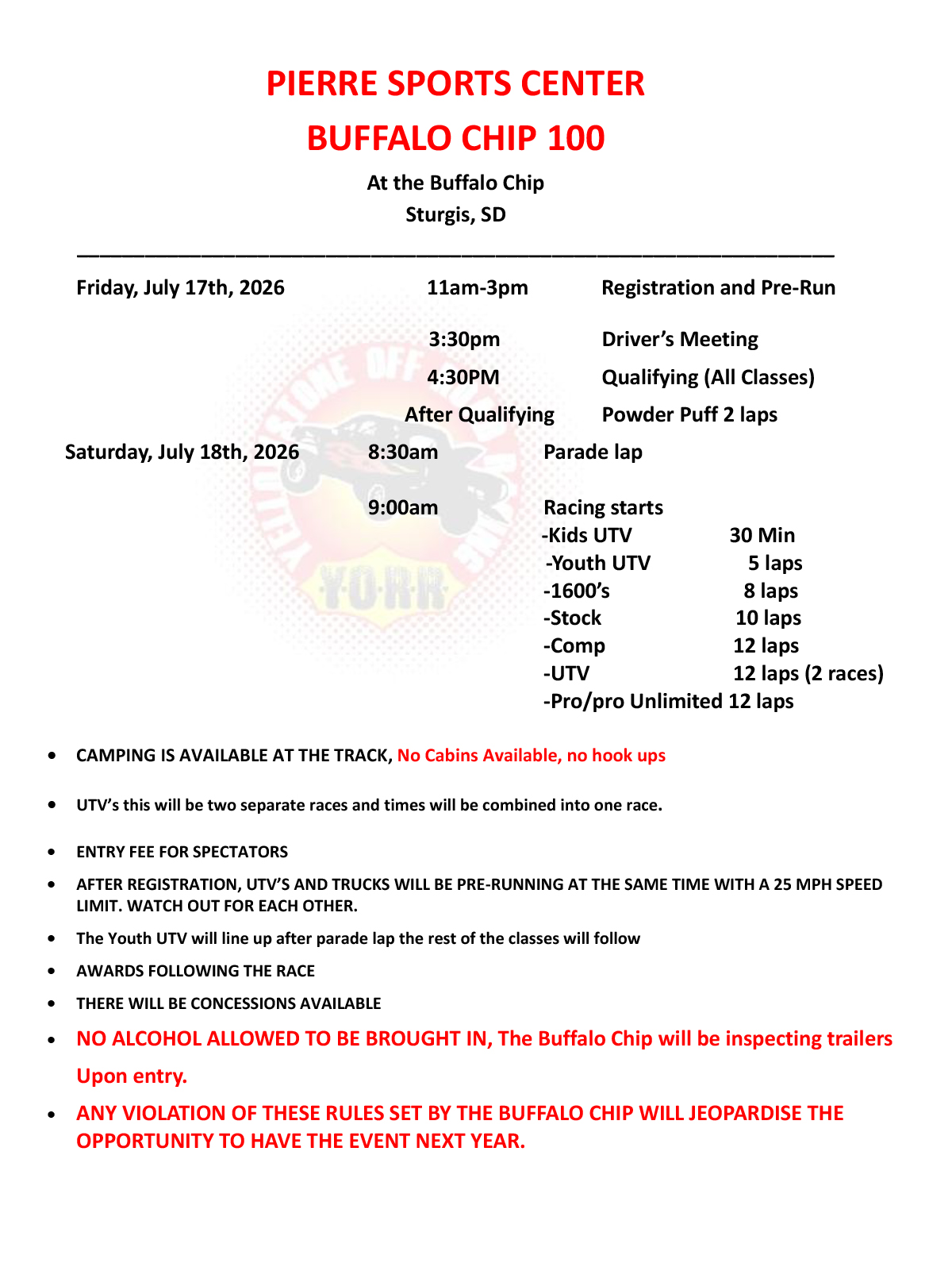 2026 Buffalo Chip 2025 Schedule